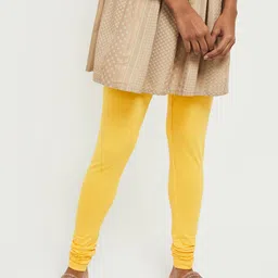 max Women Yellow Solid Churidar-Length Leggings-picture-12