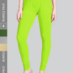 LYRA Women Pack Of 4 Churidar-Length Cotton Lycra Leggings-picture-43