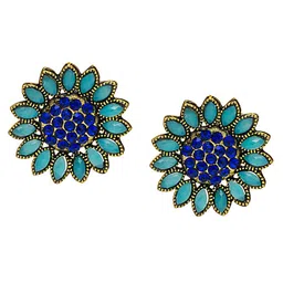Shining Jewel - By Shivansh Gold-Plated Floral Studs Earrings-picture-32