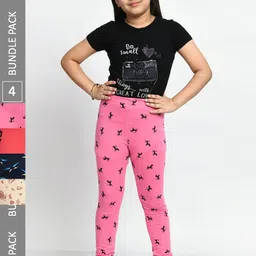 BAESD Girls Pack of 4 Printed Pure Cotton Leggings-picture-25