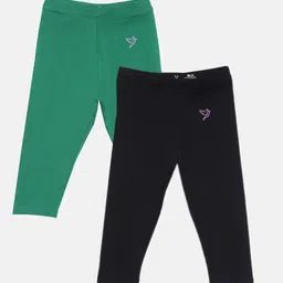 TWIN BIRDS Girls Pack Of 2 Solid Pure Cotton Three Fourth-Length Leggings-picture-18