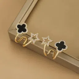 VIEN Gold-Plated Star Shaped Ear Cuff Earrings-image-33