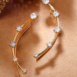 ZENEME White & Gold-Toned Floral Ear Cuff Earrings-picture-32
