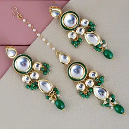 LUCKY JEWELLERY Gold-Plated Kundan Studded Jewellery Set-picture-46
