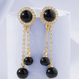 MINUTIAE Black & Gold-Plated Circular Drop Earrings-picture-51