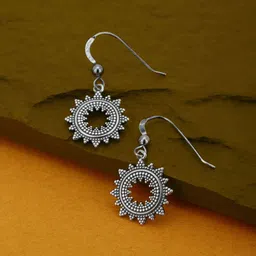 VANBELLE Women Silver-Toned Circular Drop Earrings-picture-27
