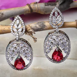 ZENEME Red Oval Drop Earrings-picture-40
