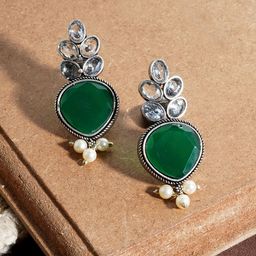 TEEJH Classic Artificial Stones Studded Drop Earrings-picture-32