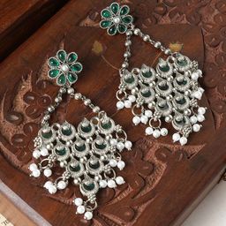 TEEJH Stone Studded & Beaded Drop Earrings-picture-33