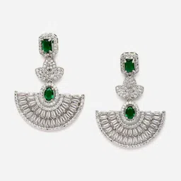 DressBerry Rhodium-Plated Leaf Shaped Drop Earrings-image-72