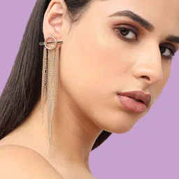 SOHI Gold-Plated Contemporary Tasselled Drop Earrings-picture-29