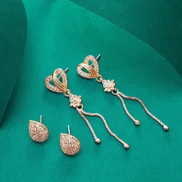aadita Set Of 2 Rose Gold Plated Classic Drop Earrings-picture-17