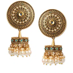Anouk Brass-Plated Floral Beaded Jhumkas-picture-30