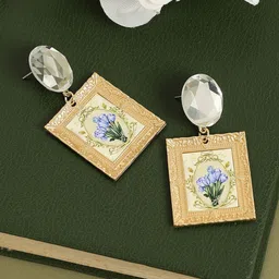 SOHI Gold-Plated Square Drop Earrings-picture-12