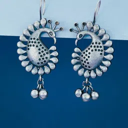 ATIBELLE German Silver Silver-Plated Paisley Shaped Drop Earrings-picture-30