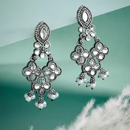 ATIBELLE Silver Plated Contemporary Drop Earrings-picture-22
