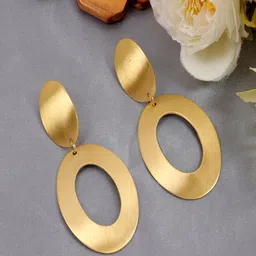 UNIVERSITY TRENDZ Gold-Plated Anti-Tarnish Waterproof Contemporary Drop Earrings-image-11