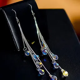 EL REGALO Silver-Plated Contemporary Drop Earrings-image-43