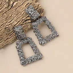 SOHI Women Silver Plated Grey Geometric Drop Earrings-picture-29