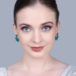 DEGHLAM Silver-Plated Cubic Zirconia Studded Floral Shaped Drop Earrings image 1