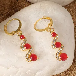 SOHI Red & Gold Plated Contemporary Hoop Earrings-picture-11
