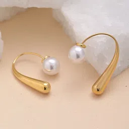 PALMONAS Gold-Plated Contemporary Drop Earrings-picture-13