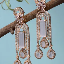 KARATCART Pink Contemporary Drop Earrings image 1