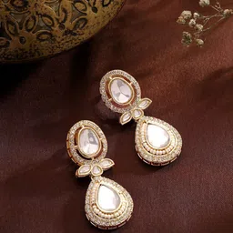 Priyaasi Brass Gold-Plated Contemporary Drop Earrings-picture-51