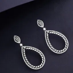 Priyaasi American Diamond Silver Plated Drop Earrings-picture-48