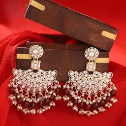 Priyaasi Gold-Plated Classic Kundan Chandbalis Earrings-image-77