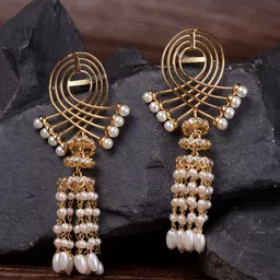 Saraf RS Jewellery Gold-Plated Contemporary Drop Earrings image 1