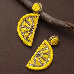 Mali Fionna Yellow Contemporary Drop Earrings-picture-34