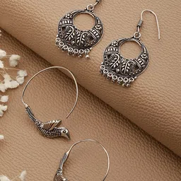 Anouk Set Of 2 Silver-Plated Contemporary Drop Earrings image 5