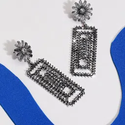 SOHI Silver Plated Stone Studded Drop Earrings-picture-40