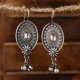 VENI Silver-Plated Stone-Studded Contemporary Drop Earrings-picture-21