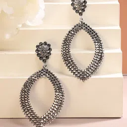 SOHI Silver-Plated Contemporary Drop Earrings-picture-13
