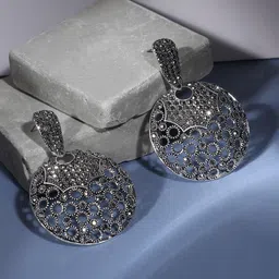 SOHI Silver-Plated Contemporary Drop Earrings-picture-29