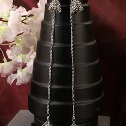 Bhana Fashion Women Silver-Toned Contemporary Drop Earrings-image-29