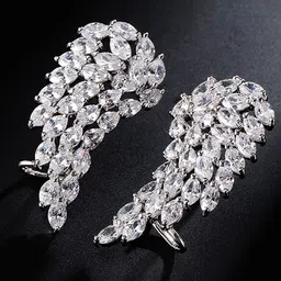 Jewels Galaxy Silver-Plated American Diamond Studded Contemporary Drop Earrings-picture-34