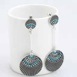 Yellow Chimes Silver-Toned Contemporary Drop Earrings-picture-22