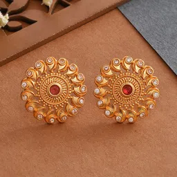 Voylla Gold-Plated Kundan Contemporary Stud Earrings-picture-38