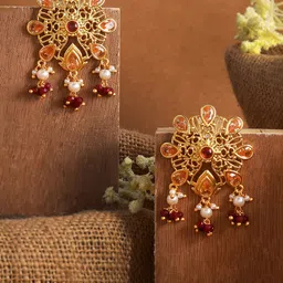 Voylla Gold-Plated Floral Stud Earrings-picture-31