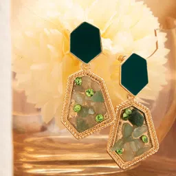 SOHI Green Contemporary Drop Earrings-picture-29