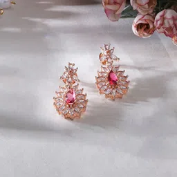 Ruby Raang Rose Gold Plated Drop Earrings-image-99