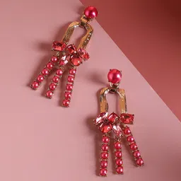 SOHI Gold-Plated Contemporary Drop Earrings-picture-39