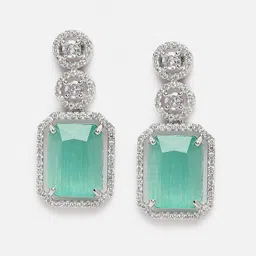 Aazeen Rhodium-Plated Geometric Drop Earrings-picture-35