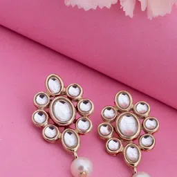 Estele Gold-Toned Geometric Drop Earrings image 1