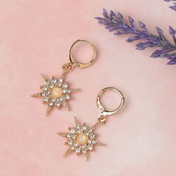 DressBerry Gold Plated Stone Studded Contemporary Drop Earrings-image-36