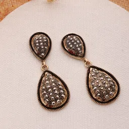 Jazz and Sizzle Gold-Plated Cubic Zirconia Teardrop Shaped Drop Earrings-picture-48