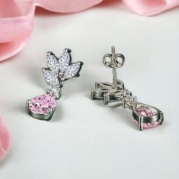 Designs & You Silver-Plated Teardrop Shaped Cubic Zirconia Drop Earrings-picture-48